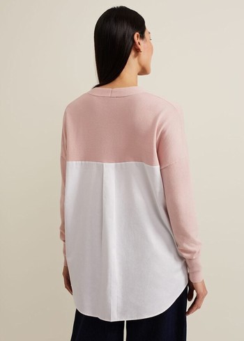 Phase Eight Kienna Woven Back Knitwear Pink Canada | VJEHAS-213